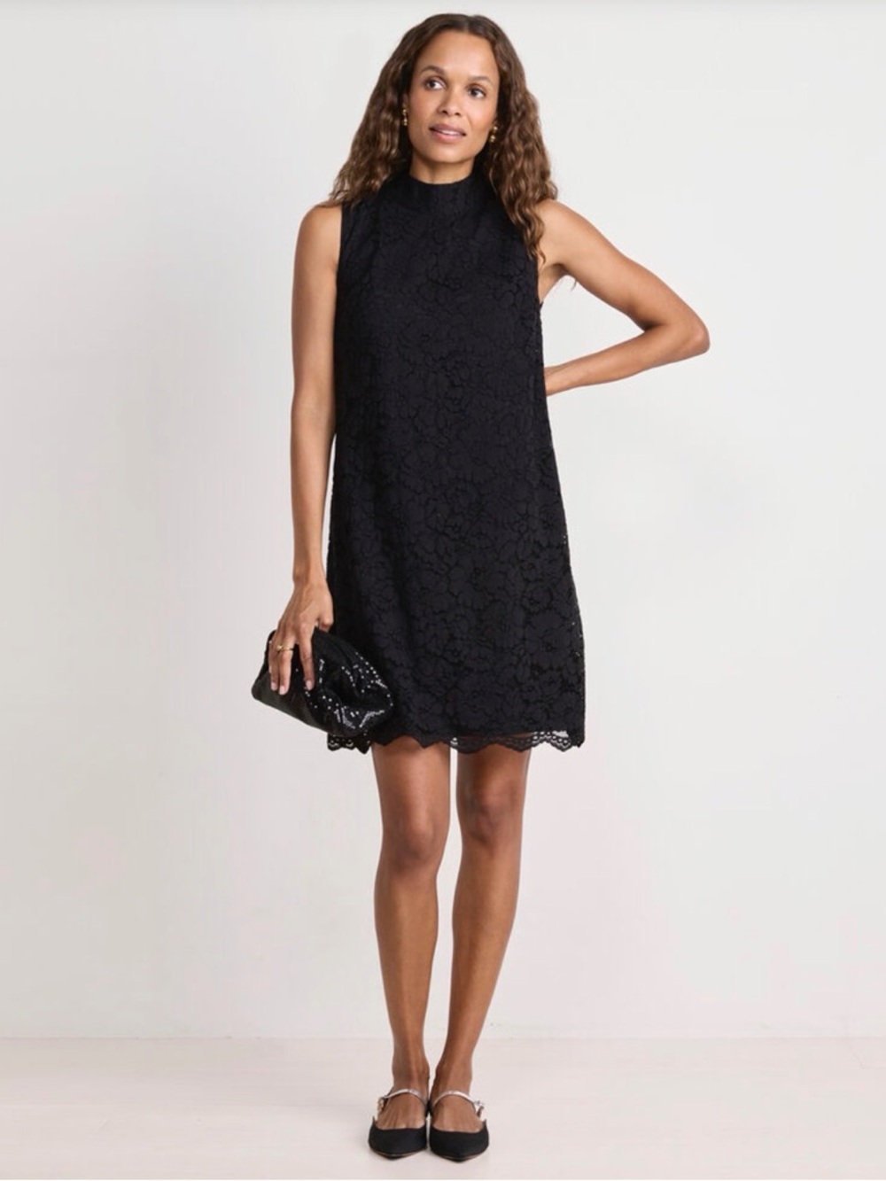 Vineyard Vines Black Lace Bow Halter Shift Dress